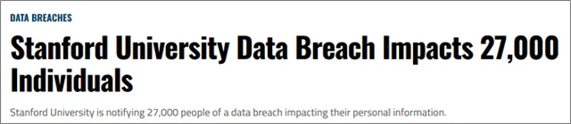 Headline about a data leak from Stanford University